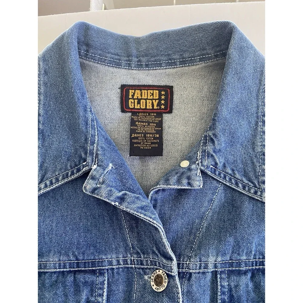 Womens Denim Vest Size 18W Faded Glory Authentic Button Up